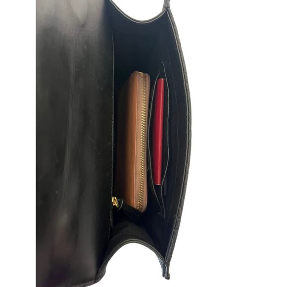 Tory Burch Fleming Leather Convertible Shoulder Bag Crossbody Black Quilted - Picture 5 of 12